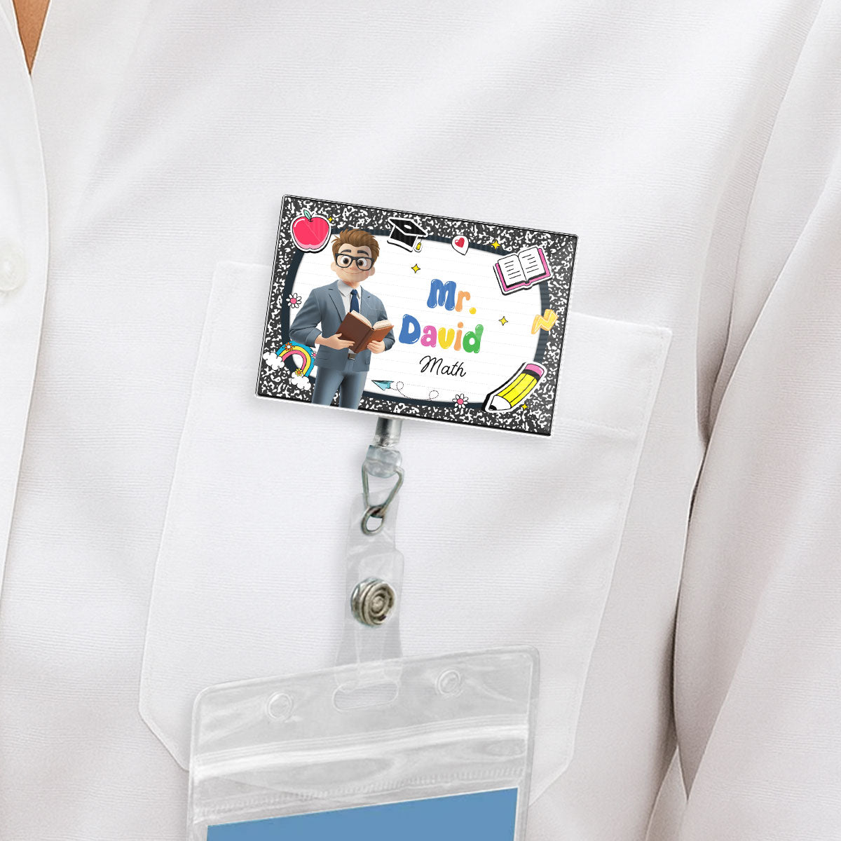 Custom Teacher Character ID Holder, Back To School Gift • Welcome To My Class - Personalized Acrylic Badge Reel