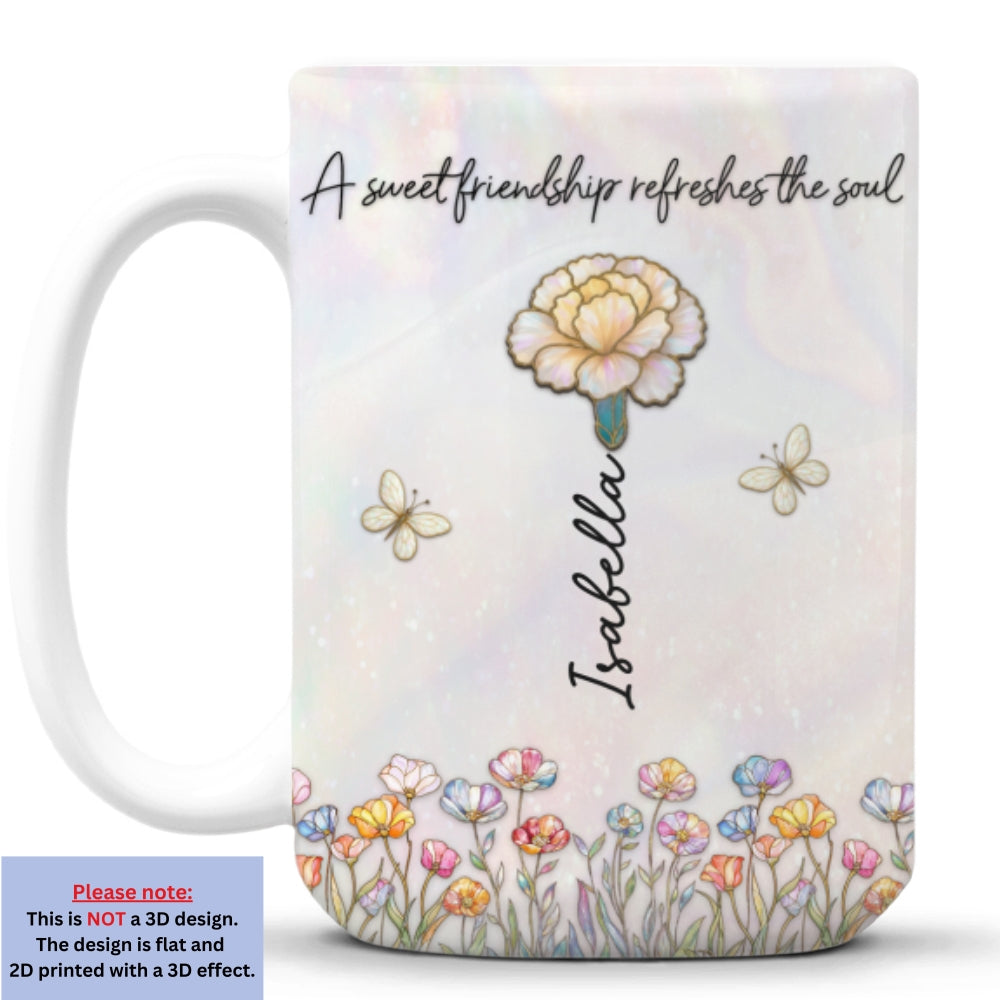 Custom Name & Birth Flower Birthday, Christmas Gift for Best Friend • Sweet Friendship Bible - Personalized Coffee Mug