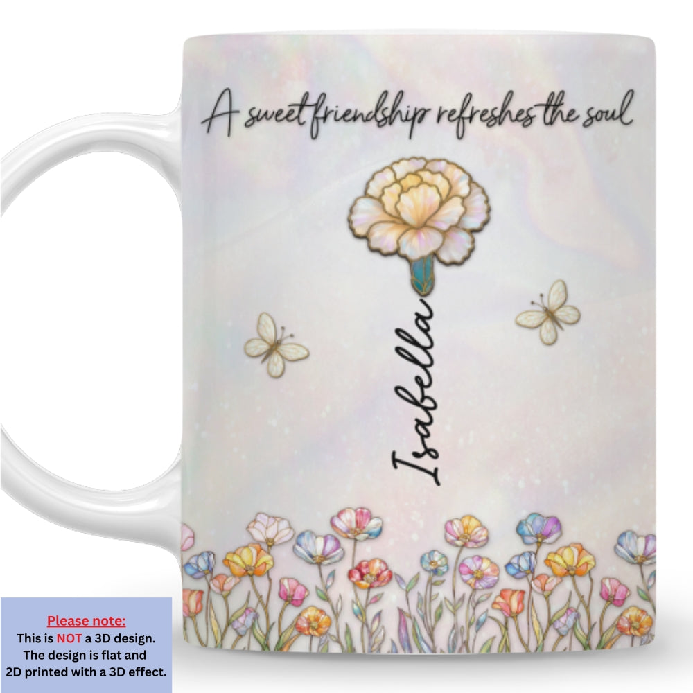 Custom Name & Birth Flower Birthday, Christmas Gift for Best Friend • Sweet Friendship Bible - Personalized Coffee Mug