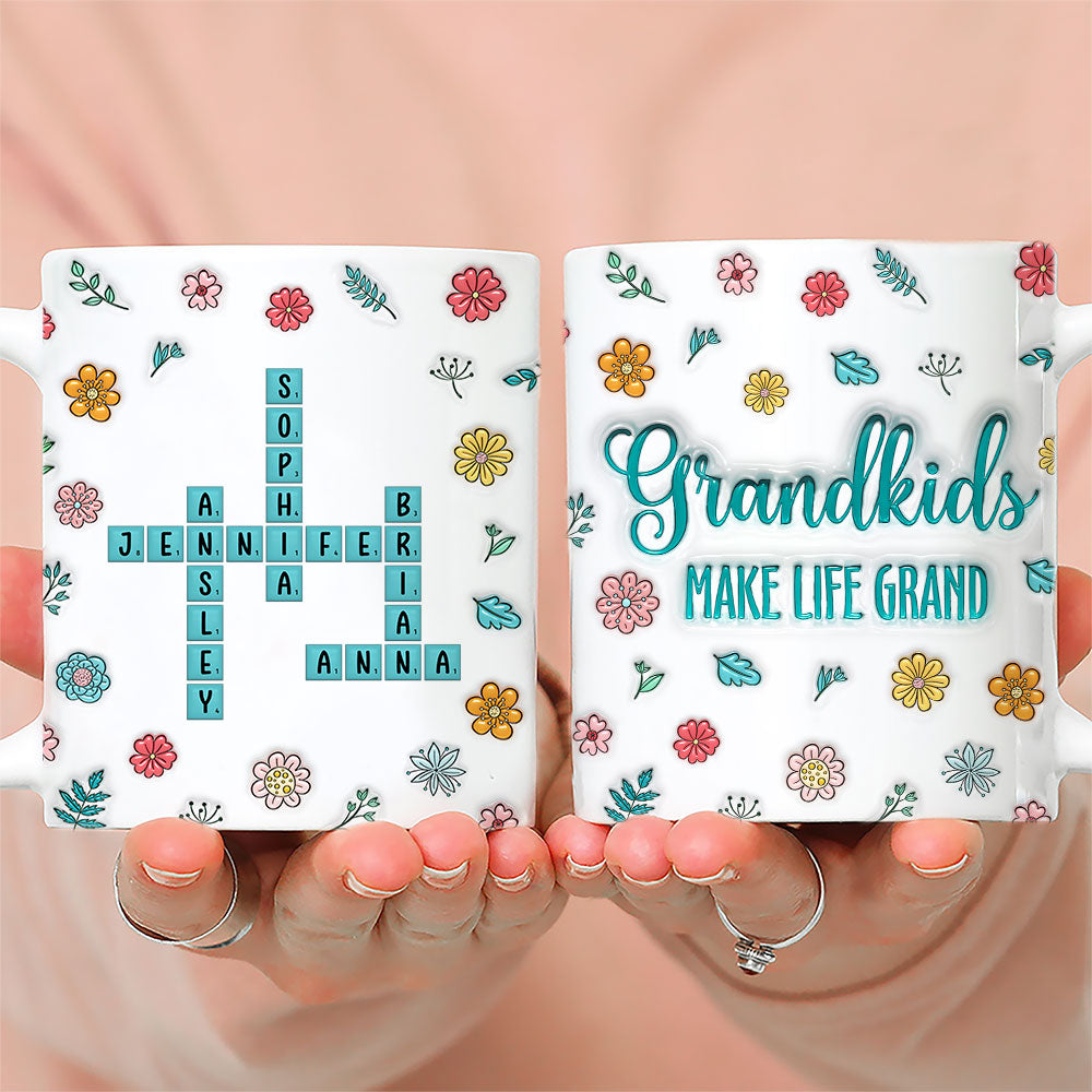 Custom Mother's Day Gift for Mom & Grandma • Grandkids Make Life Better - Personalized 3D Inflated Effect Mug