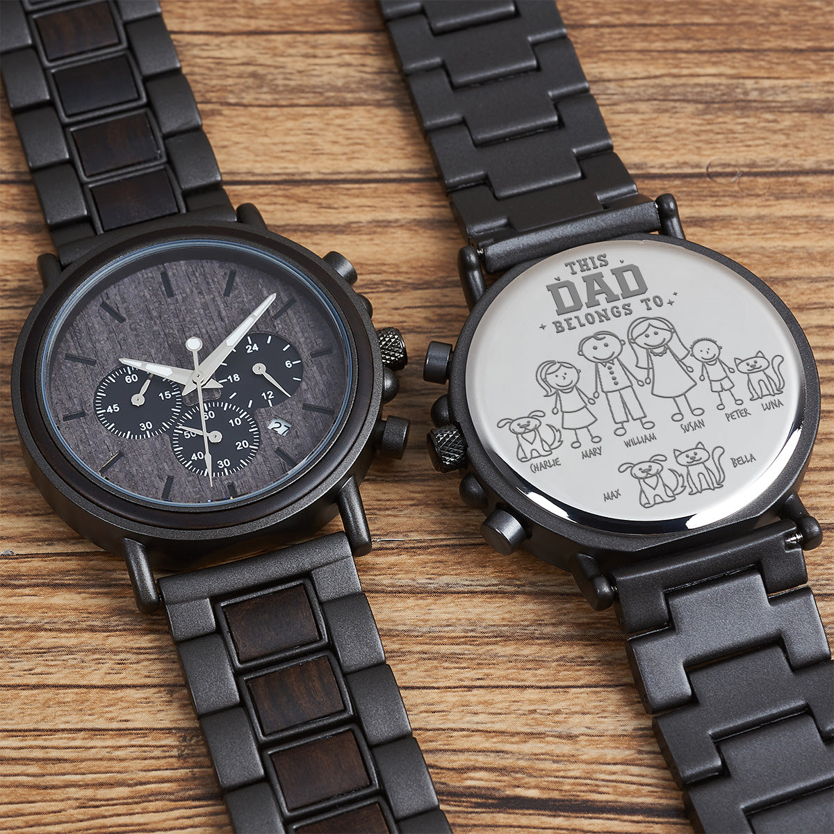 This Dad Belong To Us - Personalized Engraved Wooden Watches GQ026