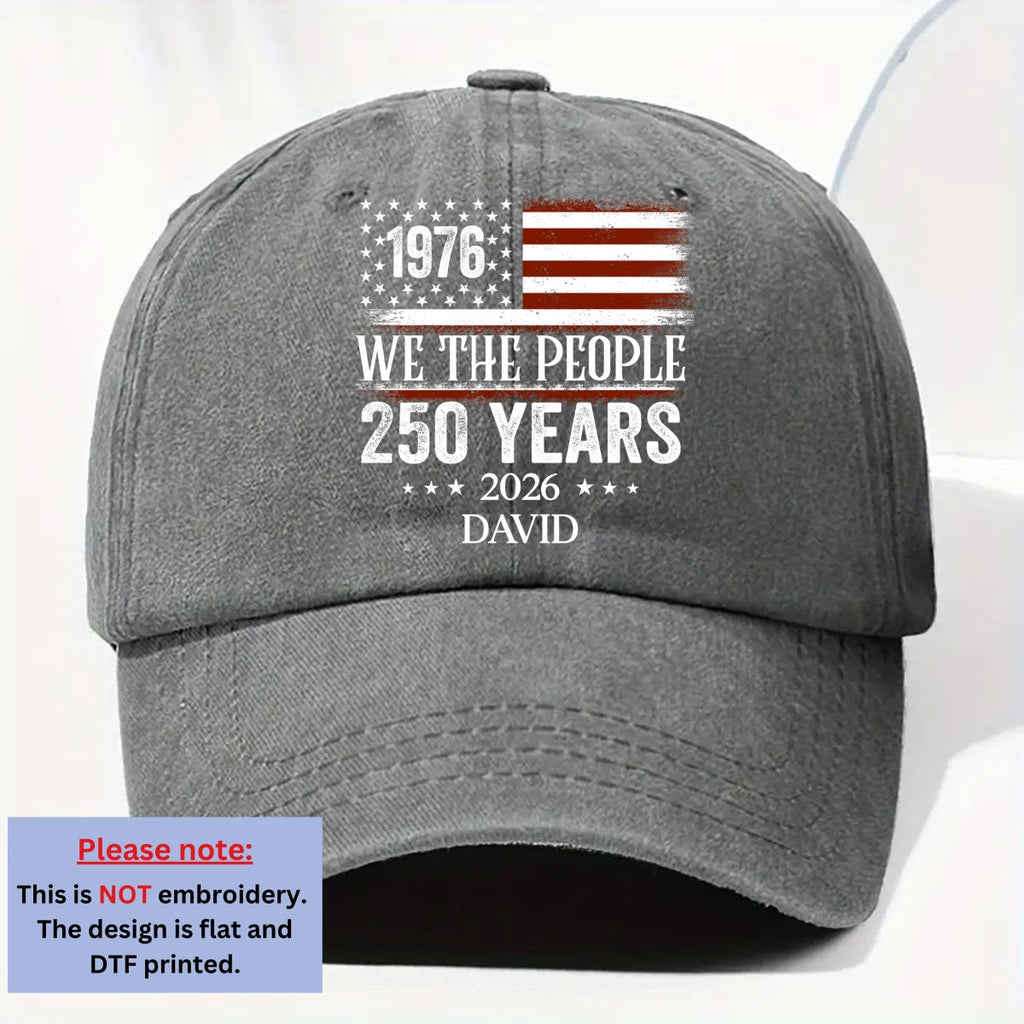 We The People - Personalized Vintage Washed Denim Cap