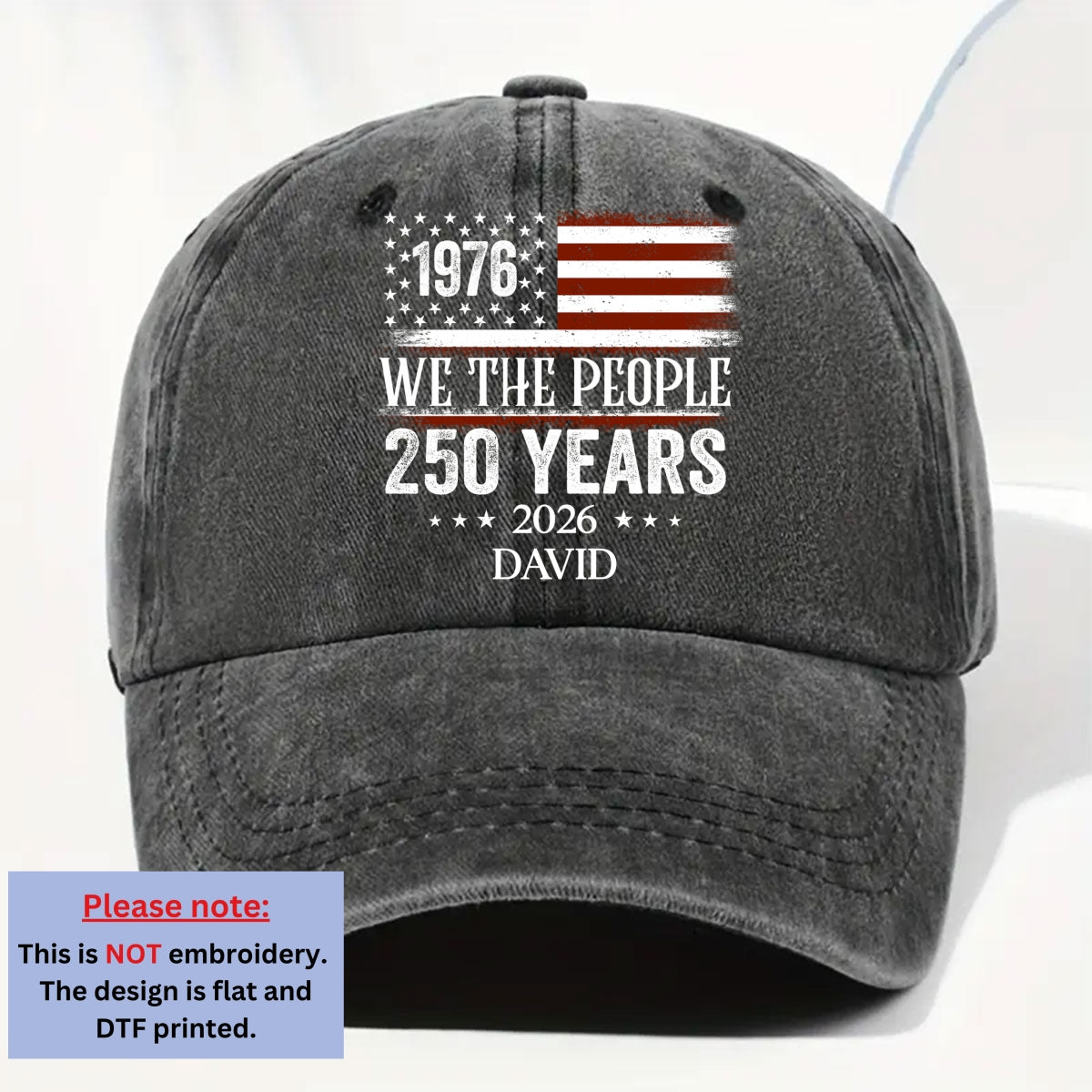 We The People - Personalized Vintage Washed Denim Cap