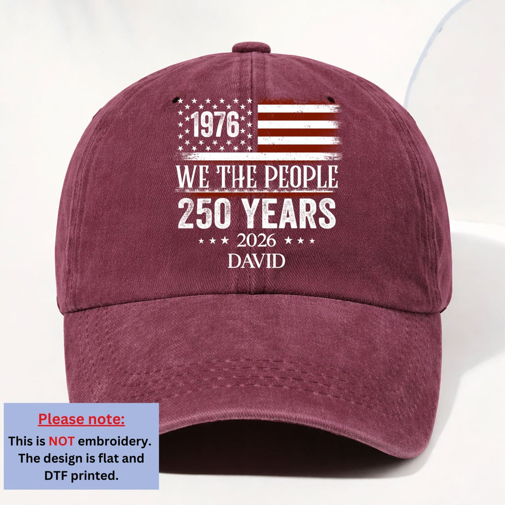 We The People - Personalized Vintage Washed Denim Cap