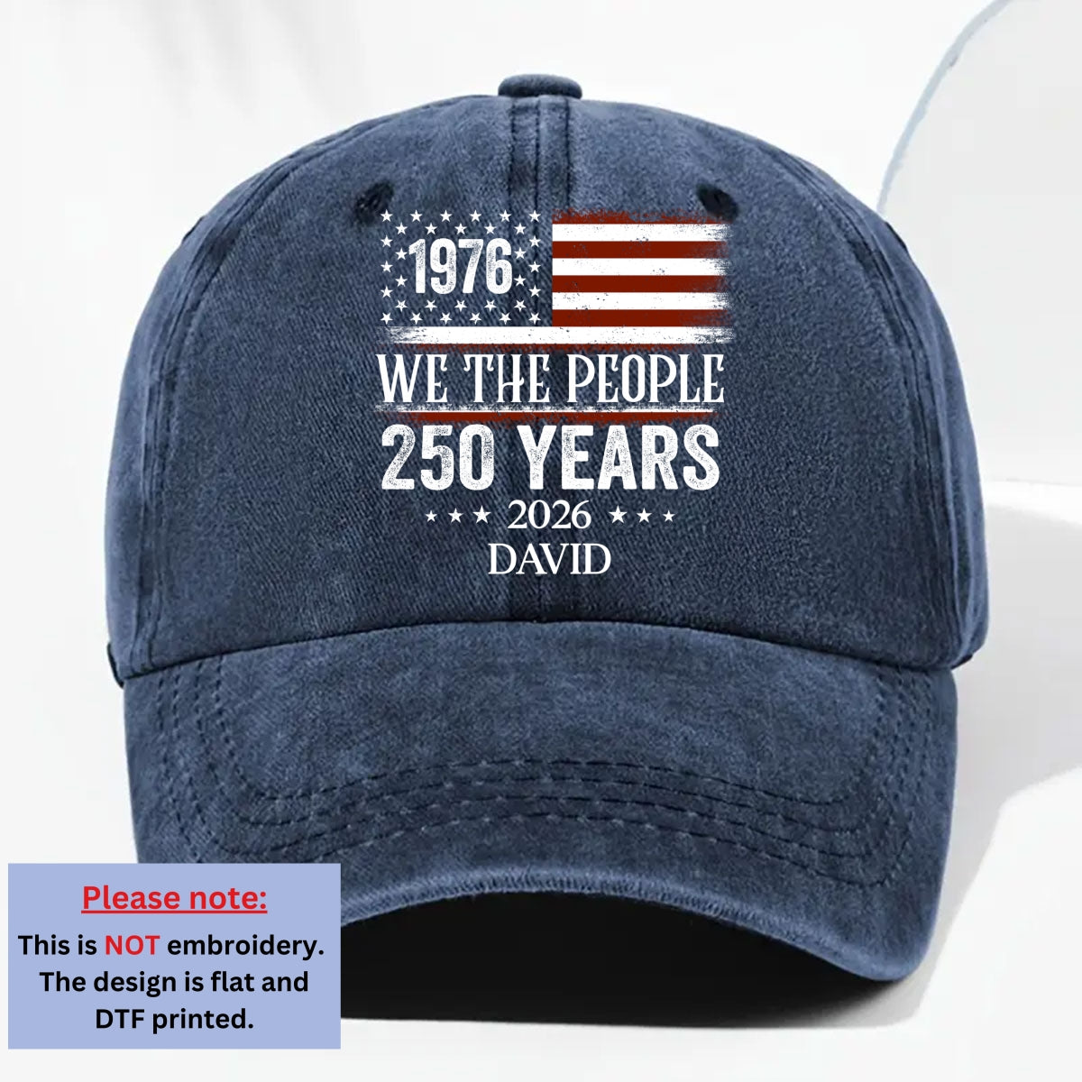 We The People - Personalized Vintage Washed Denim Cap