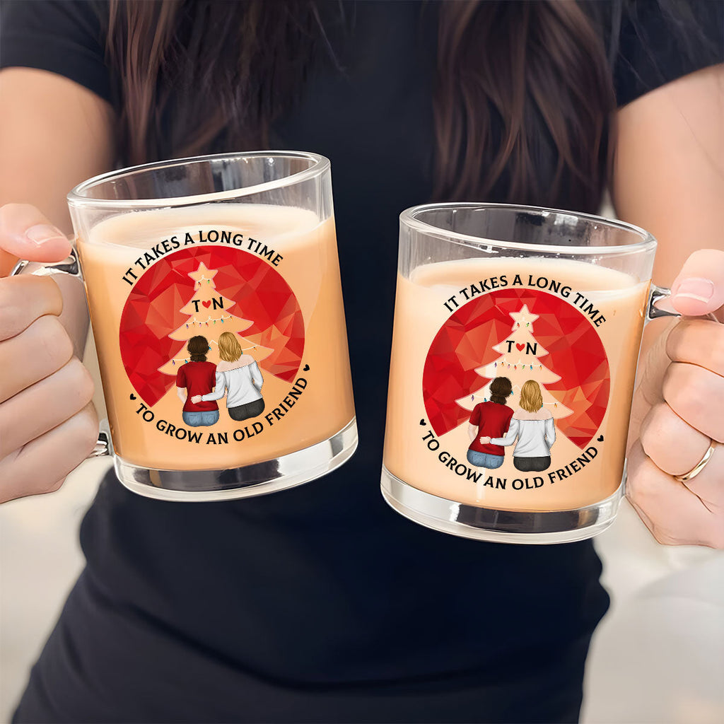 Custom Best Friend, Christmas & Birthday Friendship Keepsake Gift • Friendship Grows Over Time - Personalized Glass Mug