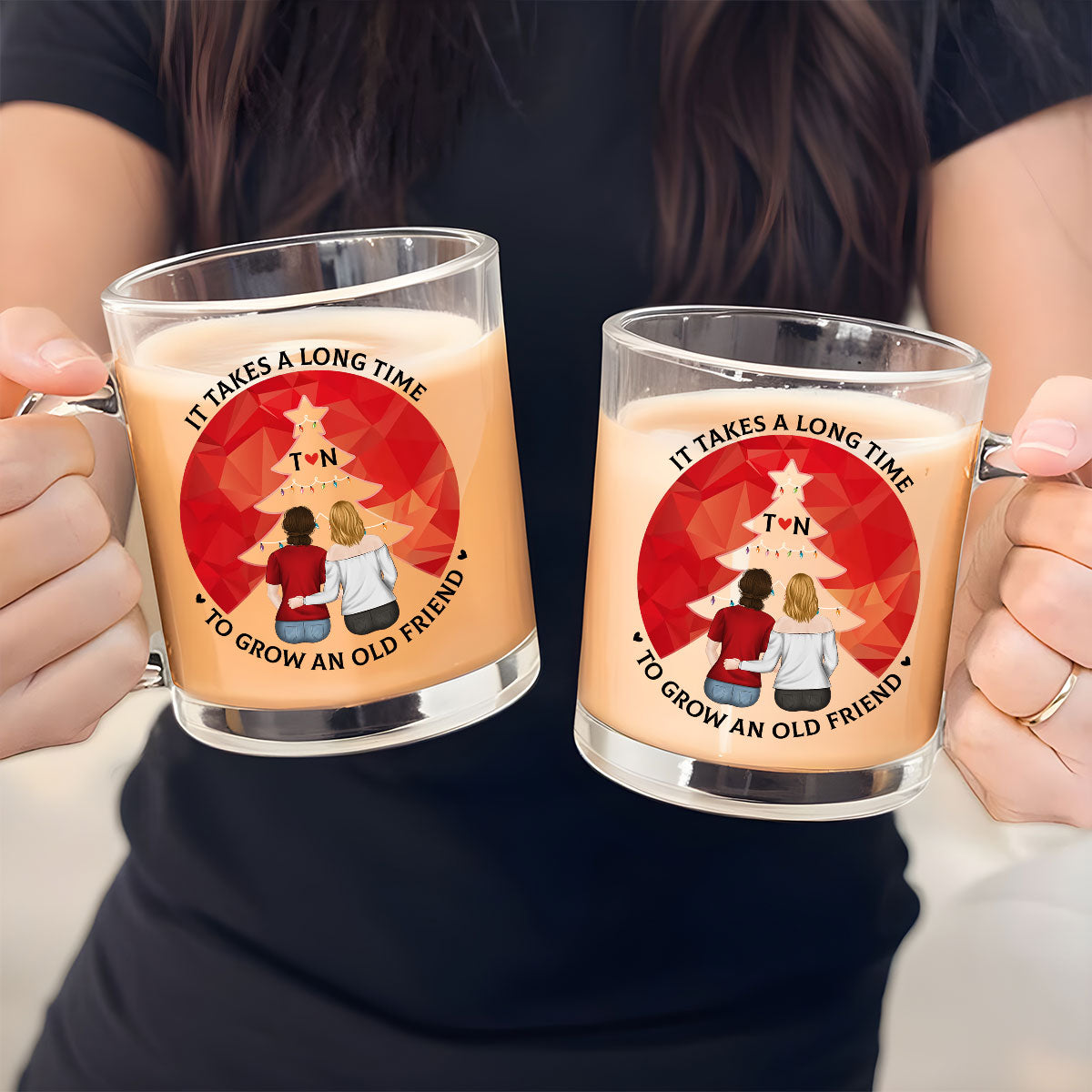 Custom Best Friend, Christmas & Birthday Friendship Keepsake Gift • Friendship Grows Over Time - Personalized Glass Mug