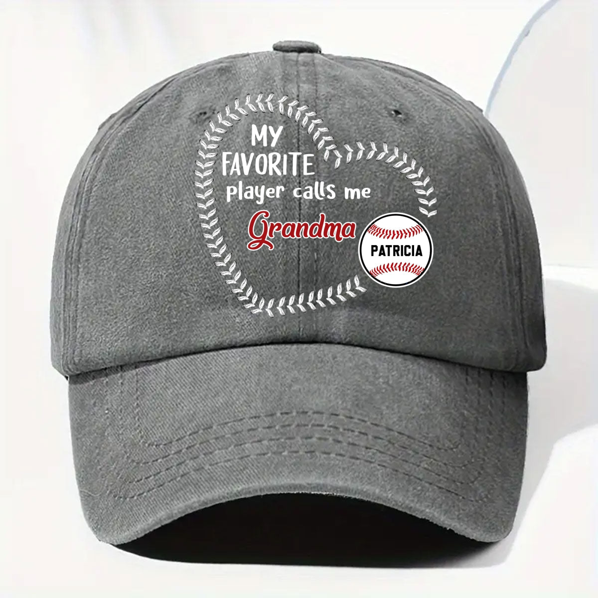 Custom Christmas Headwear Birthday Gifts for Grandma • My Fav Players Call Me Grandma - Personalized Vintage Washed Denim Cap