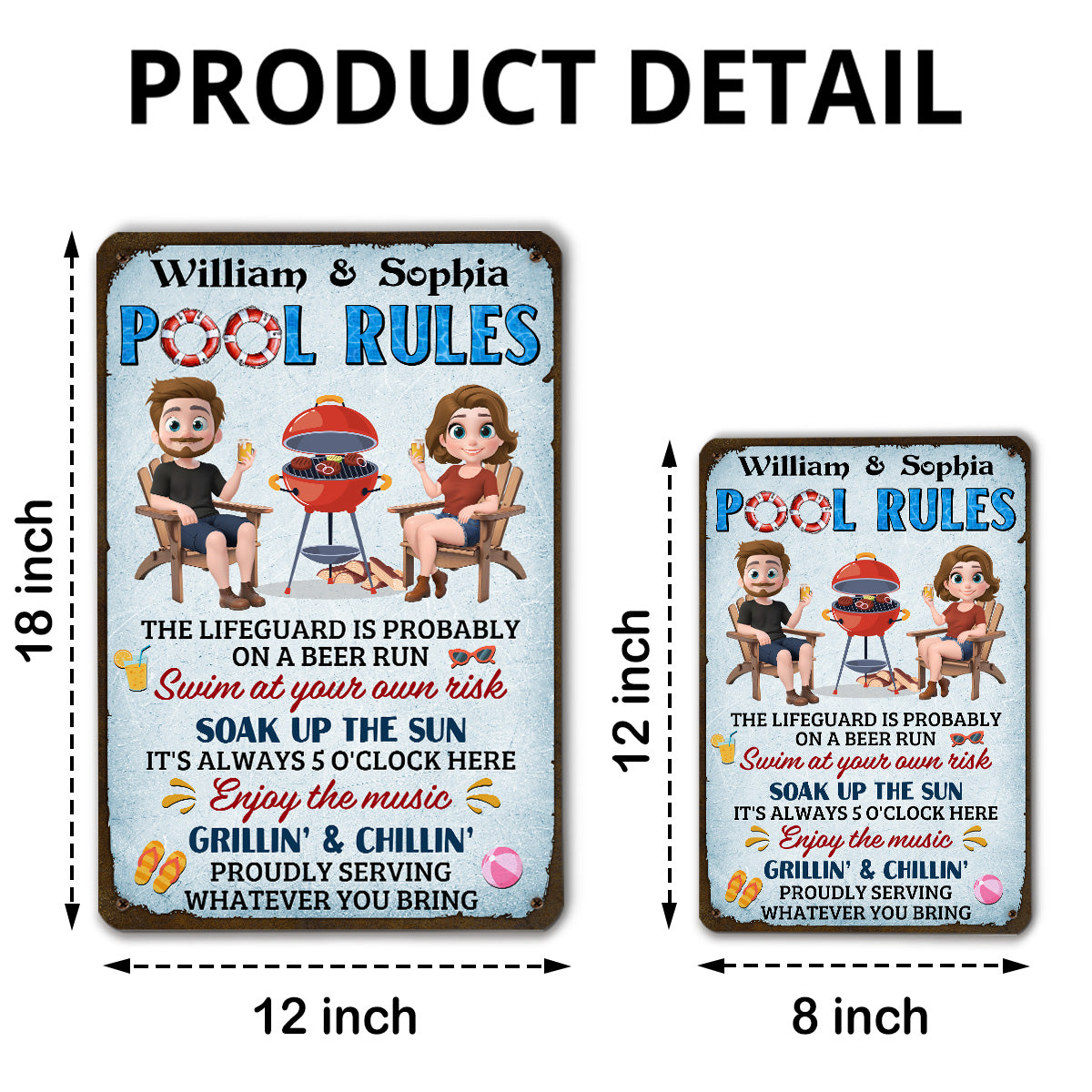 Custom Home & Wall Decor, Birthday & Christmas Gift • Pool Rules - Personalized Metal Sign