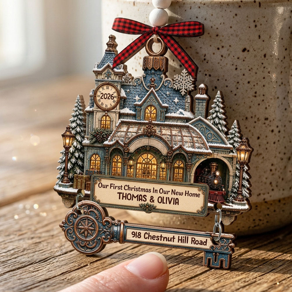 Custom Keepsake Christmas Ornament •  Sweet Home - Personalized Wooden Ornament With Tag