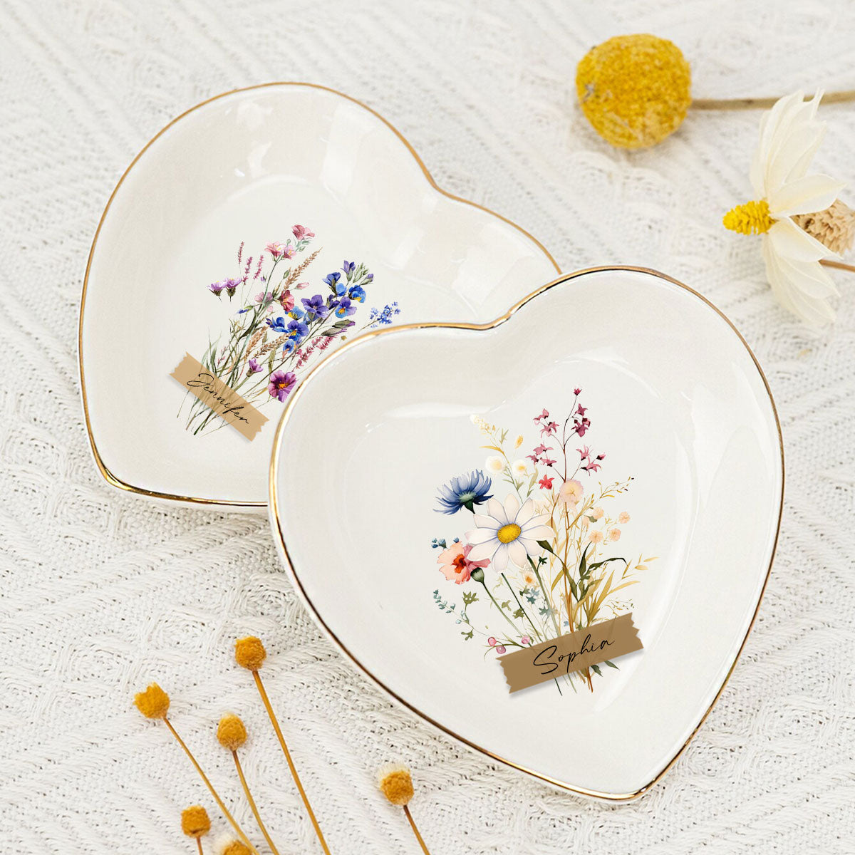 Custom Bestie Trinket Dish, Birthday Christmas Gift For Best Friend • Bloom Where You Are Planted - Personalized Jewelry Dish