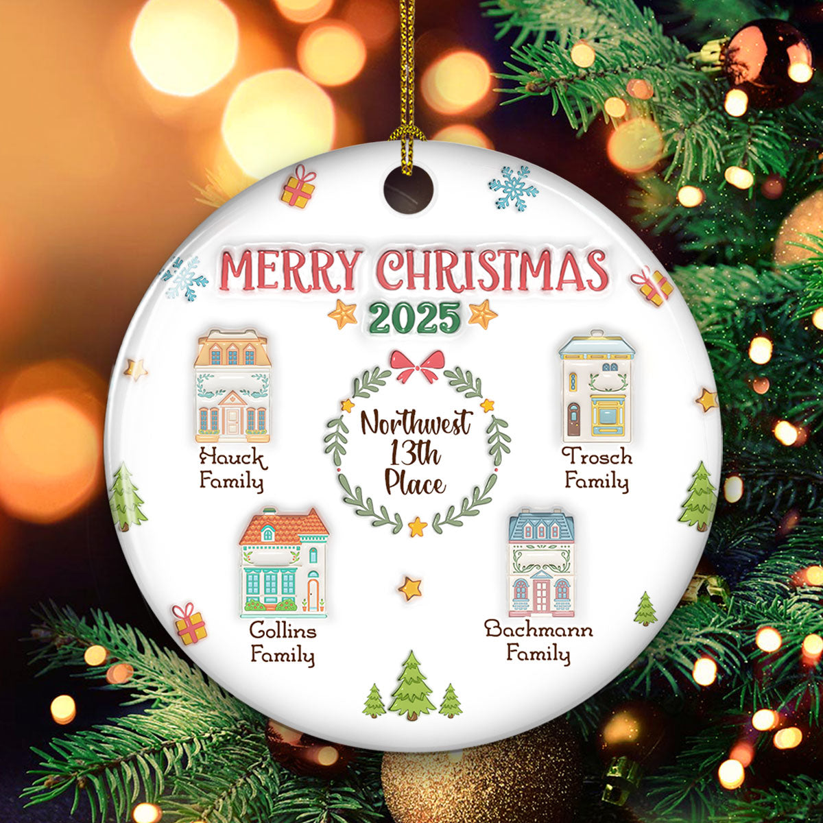 Custom Friendship Christmas Ornament, Best Friend Gift •  Gift For Our Neighbor 2025 - Personalized 3D Inflated Effect Ceramic Ornament