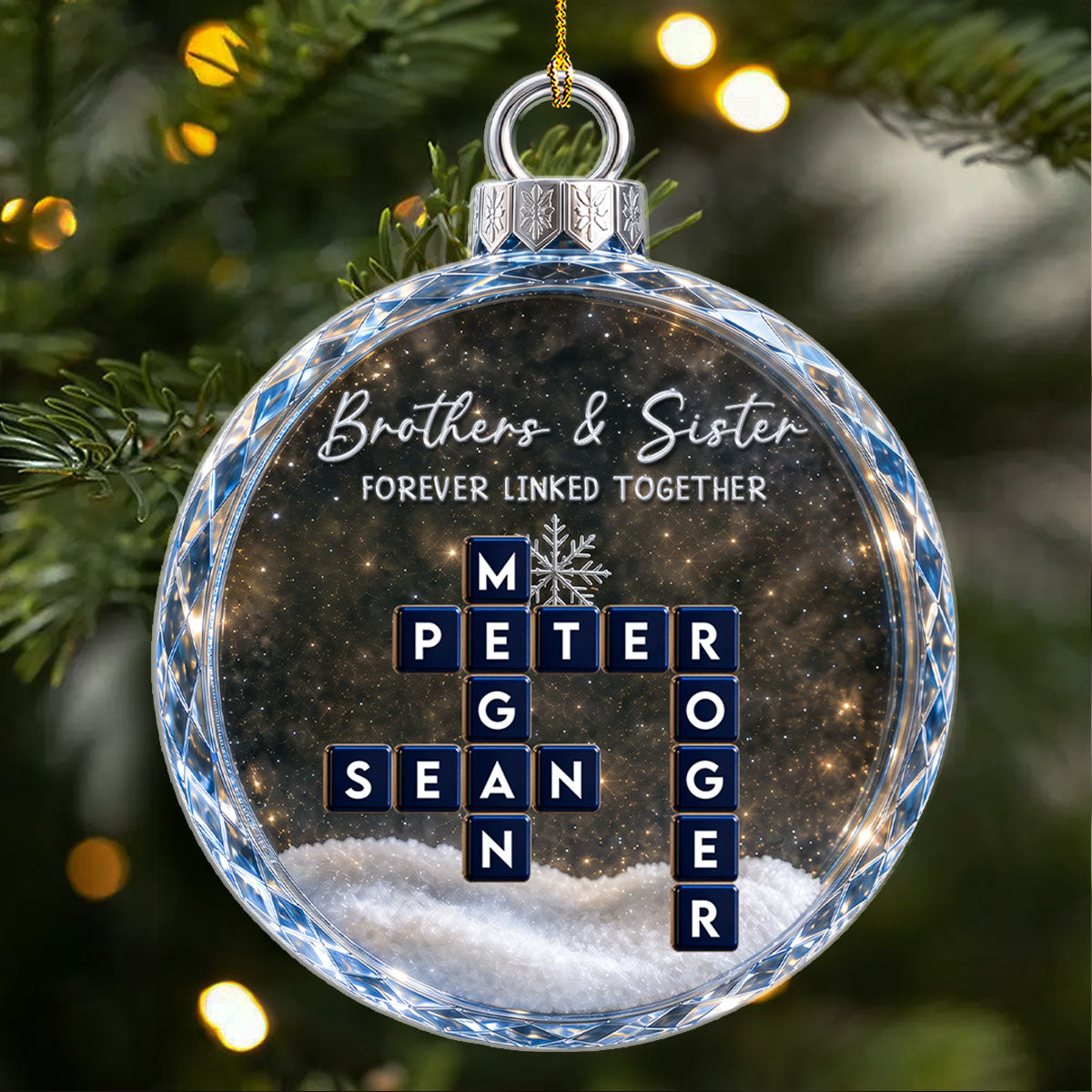 Custom Brothers & Sisters Christmas Ornament •  Siblings Forever Together - Personalized Acrylic Ornament
