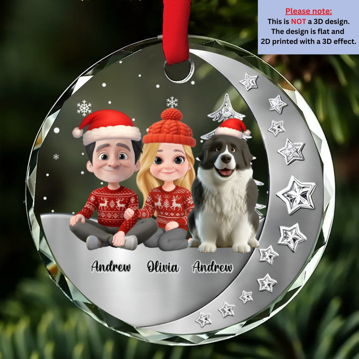 Custom Keepsake Christmas Ornament •  Beside Each Other - Personalized 3D Effect Glass Ornament