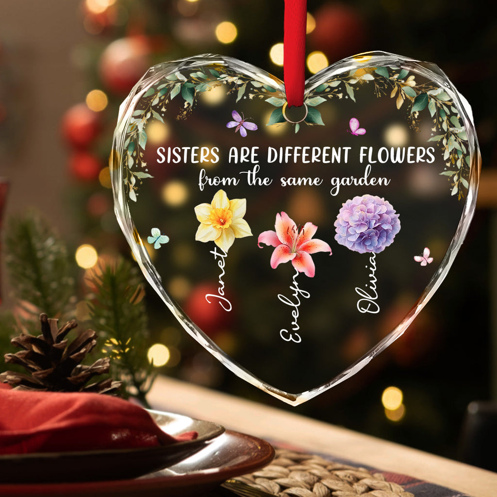 Custom Sister Christmas Ornament •  Sisters Rooted In One Garden - Personalized Glass Ornament