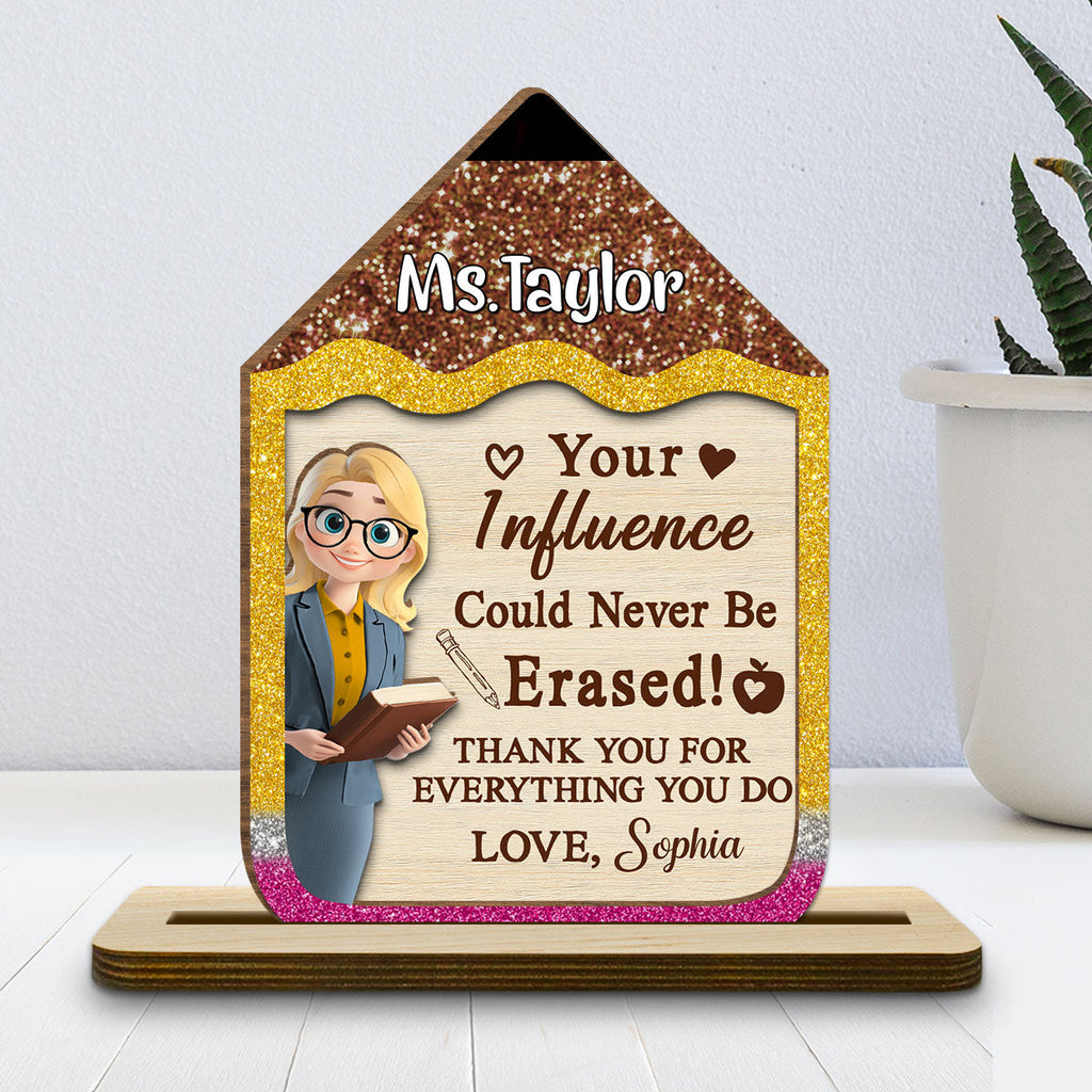 Custom Decor, Christmas Birthday Anniversary Gift Keepsake • Best Teacher Ever - Personalized 2-Layer Wood Plaque With Flat Base