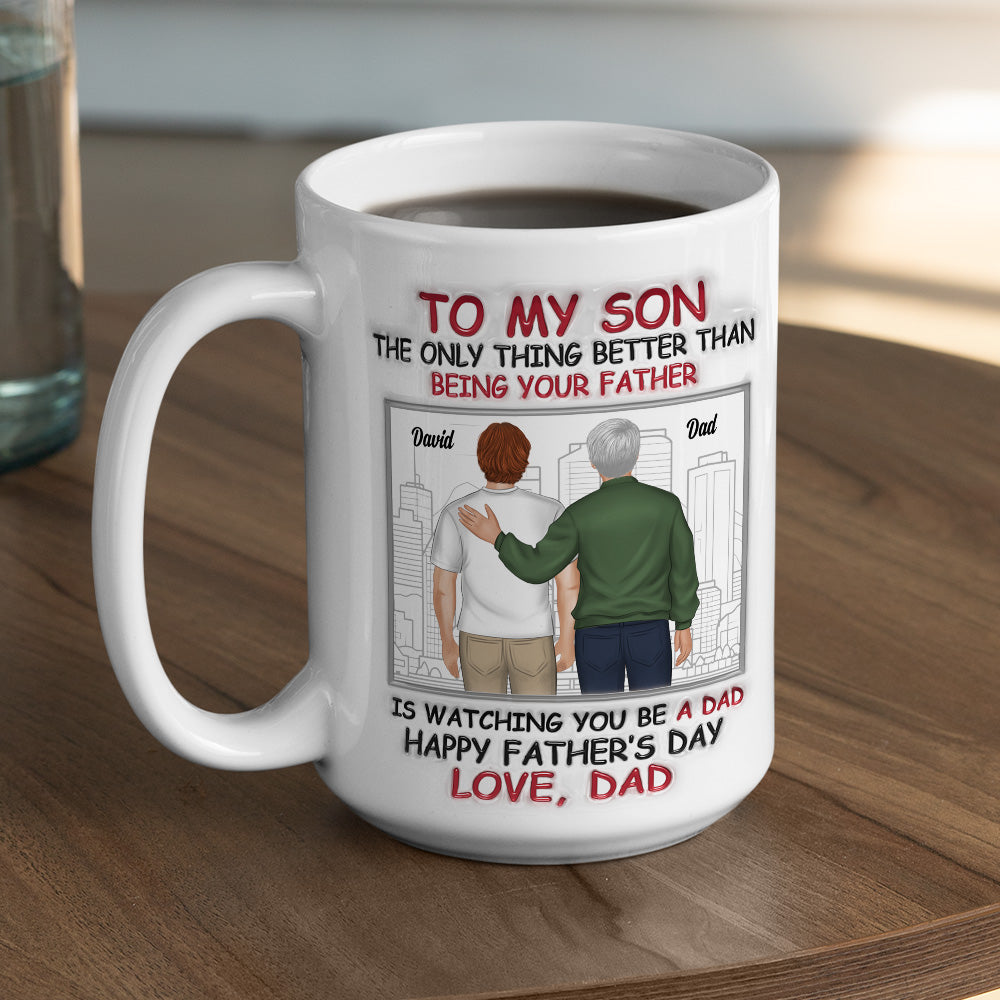 Custom Father's Day, Special Gift for Dad & Grandpa • Fatherhood Looks Good On You - Personalized 3D Inflated Effect Mug