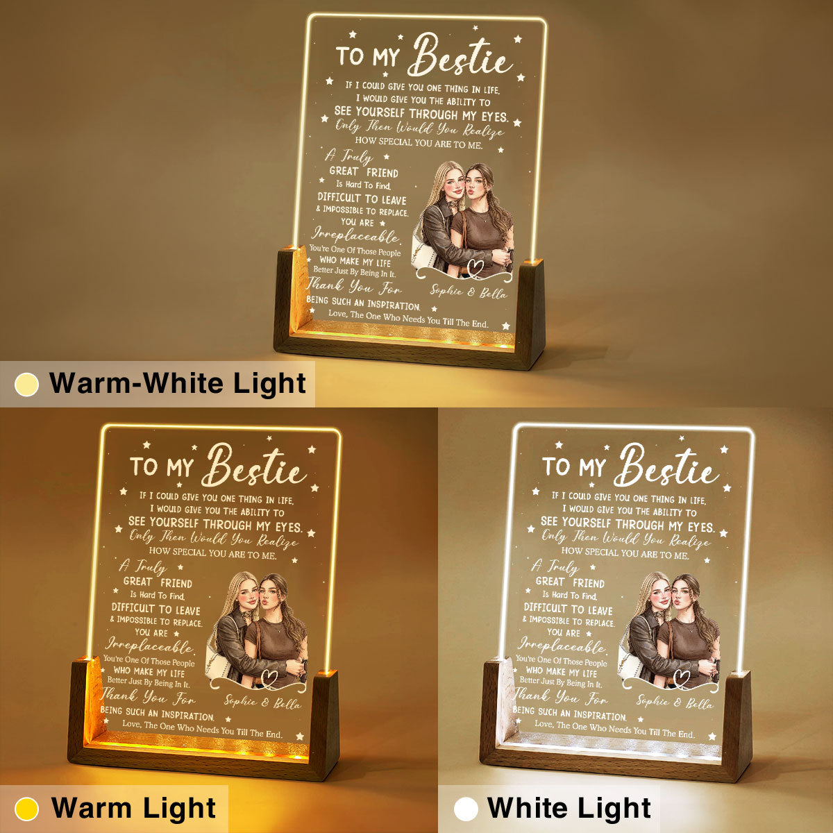 Custom Photo Gift for Best Friends, Sister, Birthday & Christmas • You Mean So Much - Personalized Night Light