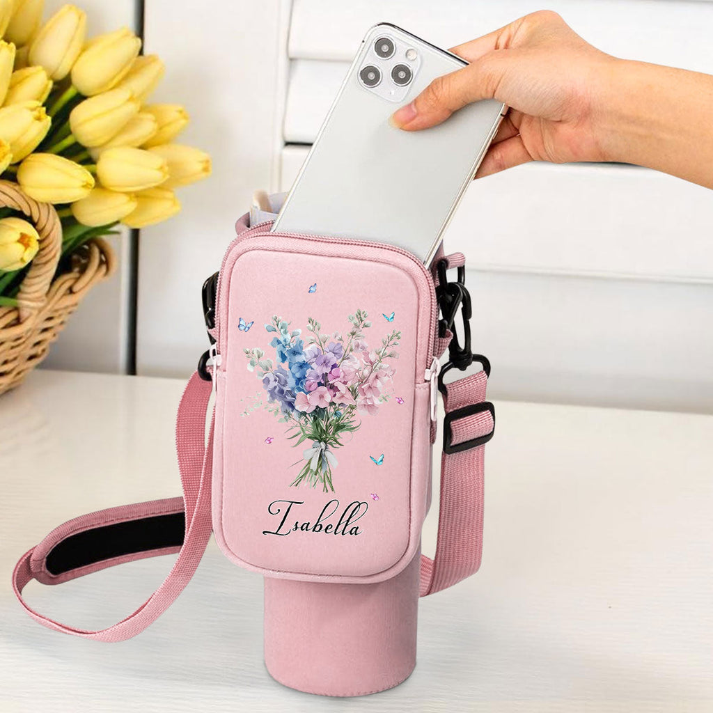 Birthmonth Flower - Personalized Water Bottle Carrier Bag