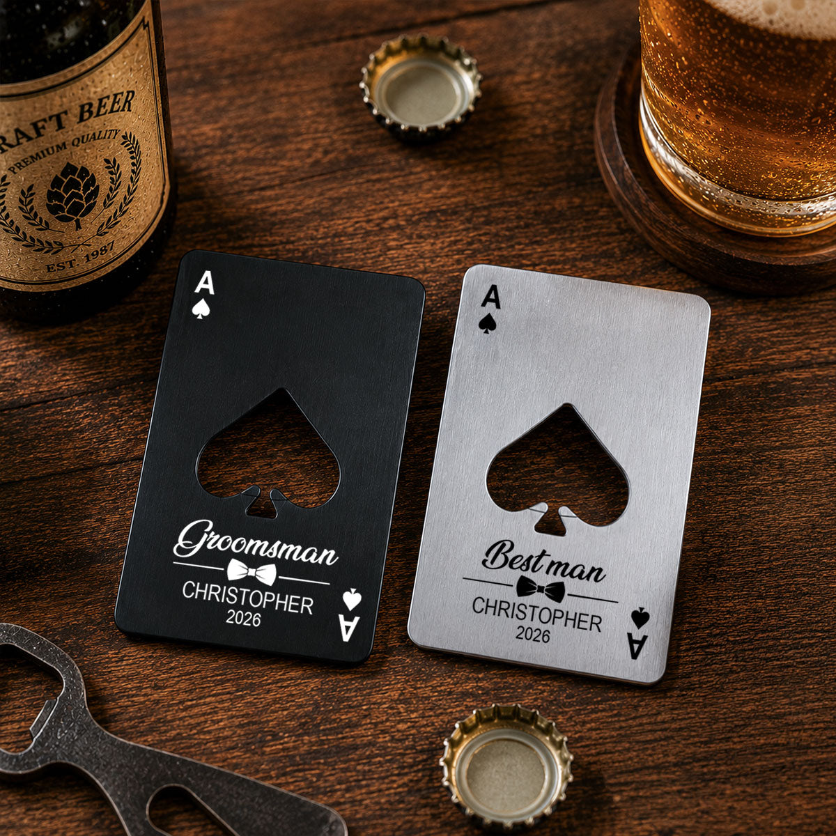 Groomsman Gift - Personalized Ace of Spades Bottle Opener
