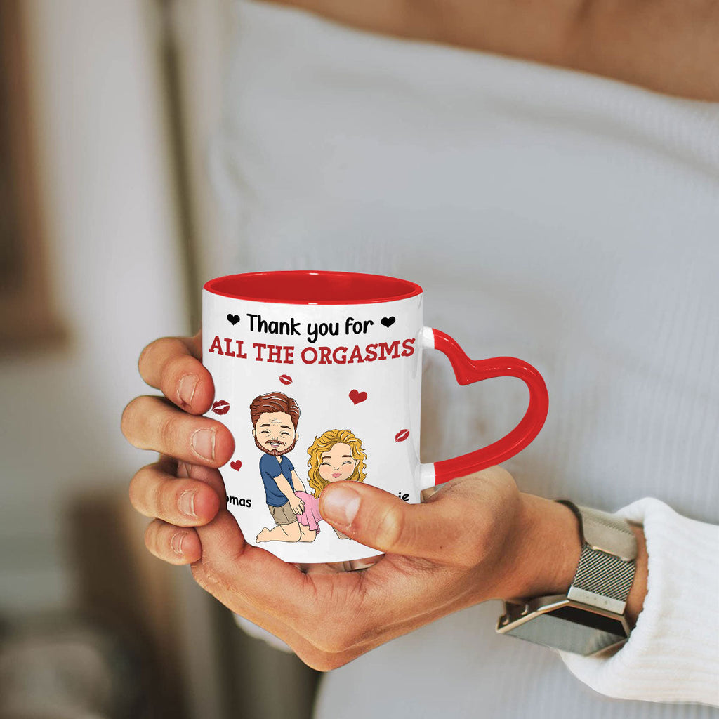 Custom Anniversary Keepsake Gifts For Couple • Thanks For All - Personalized Heart Handle Mug