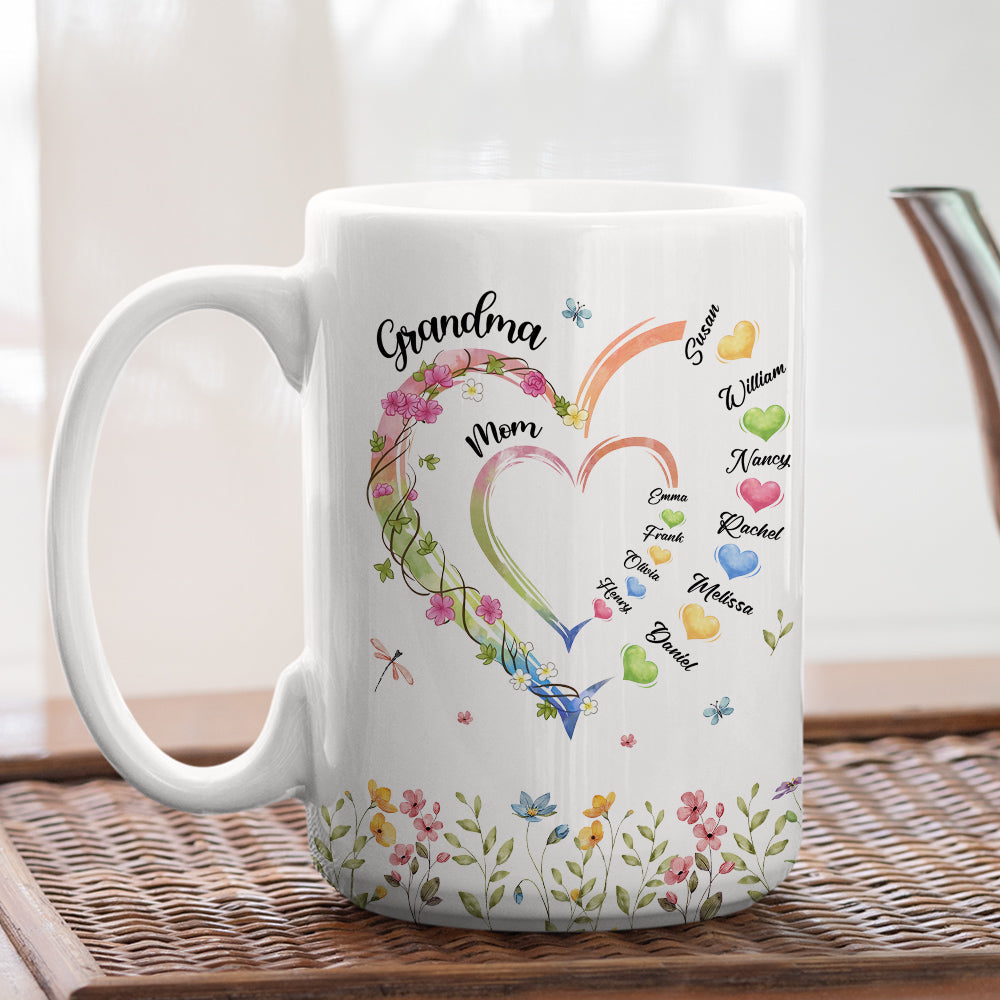 Custom Mother's Day Gift for Mom & Grandma • Mom Grandma Hearts - Personalized Coffee Mug