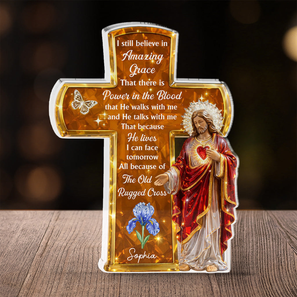 Custom Decor, Christmas Birthday Anniversary Gift Keepsake • Living By Faith Jesus - Personalized Acrylic Plaque