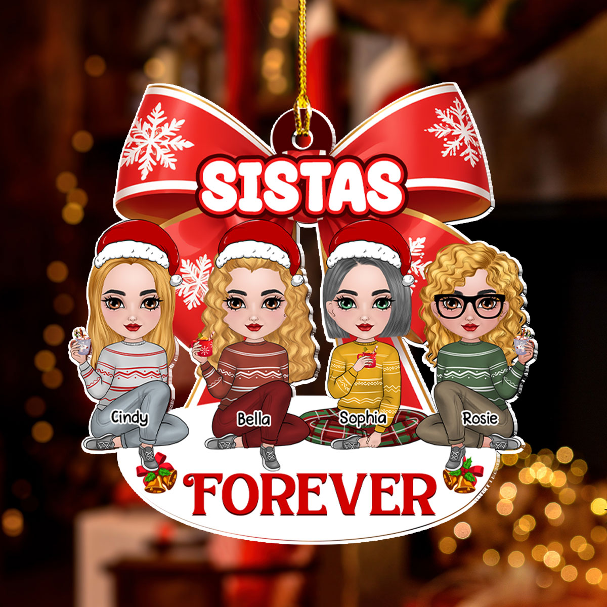 Custom Friendship Christmas Ornament, Best Friend Gift •  Besties Together - Personalized Acrylic Ornament