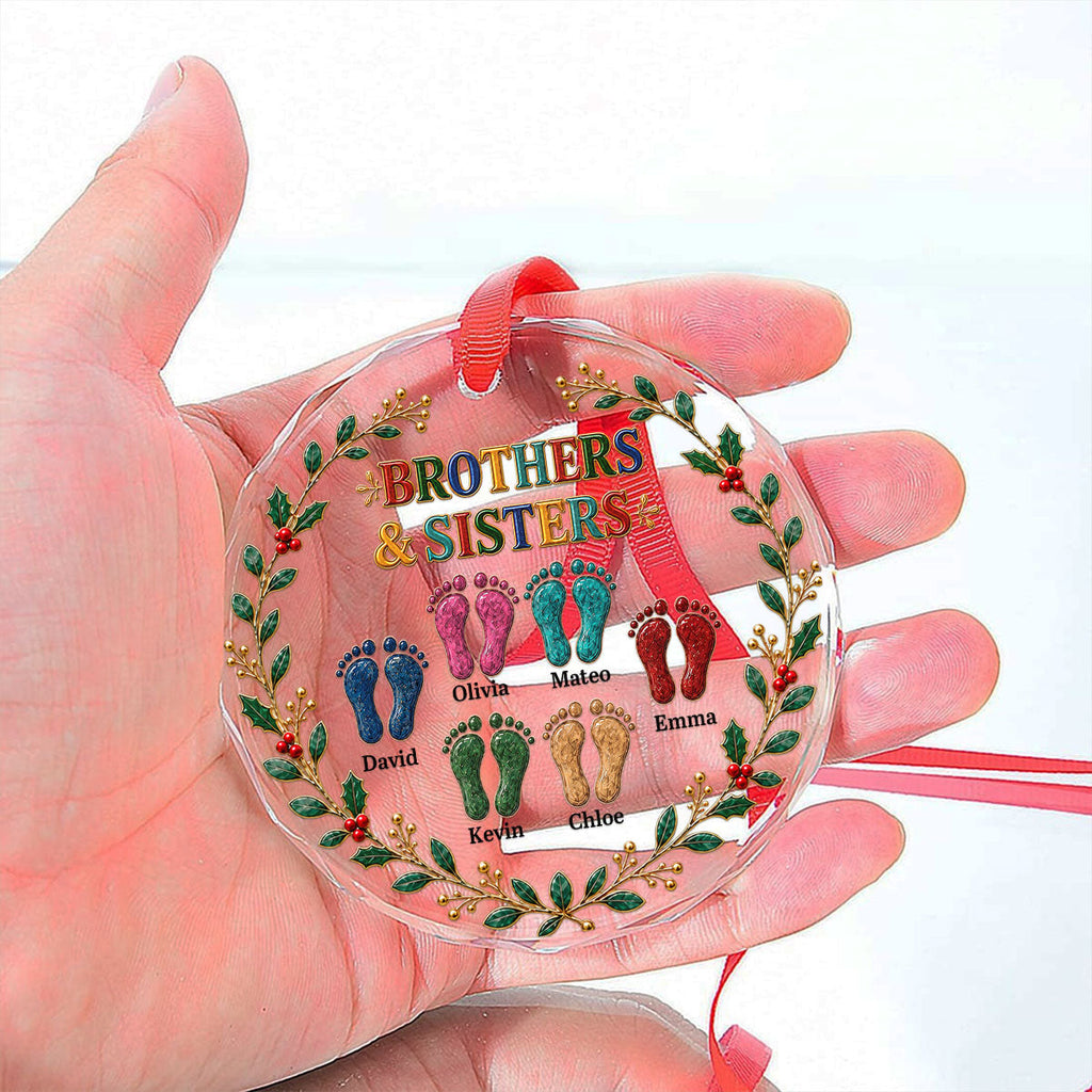 Custom Brothers & Sisters Christmas Ornament •  Forever Siblings - Personalized Glass Ornament