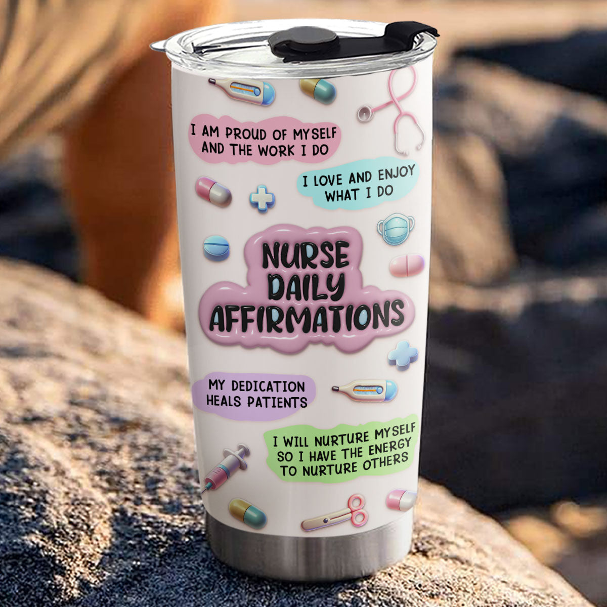 Nurse Daily Affirmations - Personalized 3D Effect Tumbler