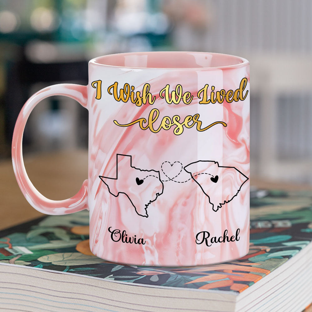Custom Best Friend, Christmas & Birthday Friendship Keepsake Gift • By My Side - Personalized Pink Marble Mug