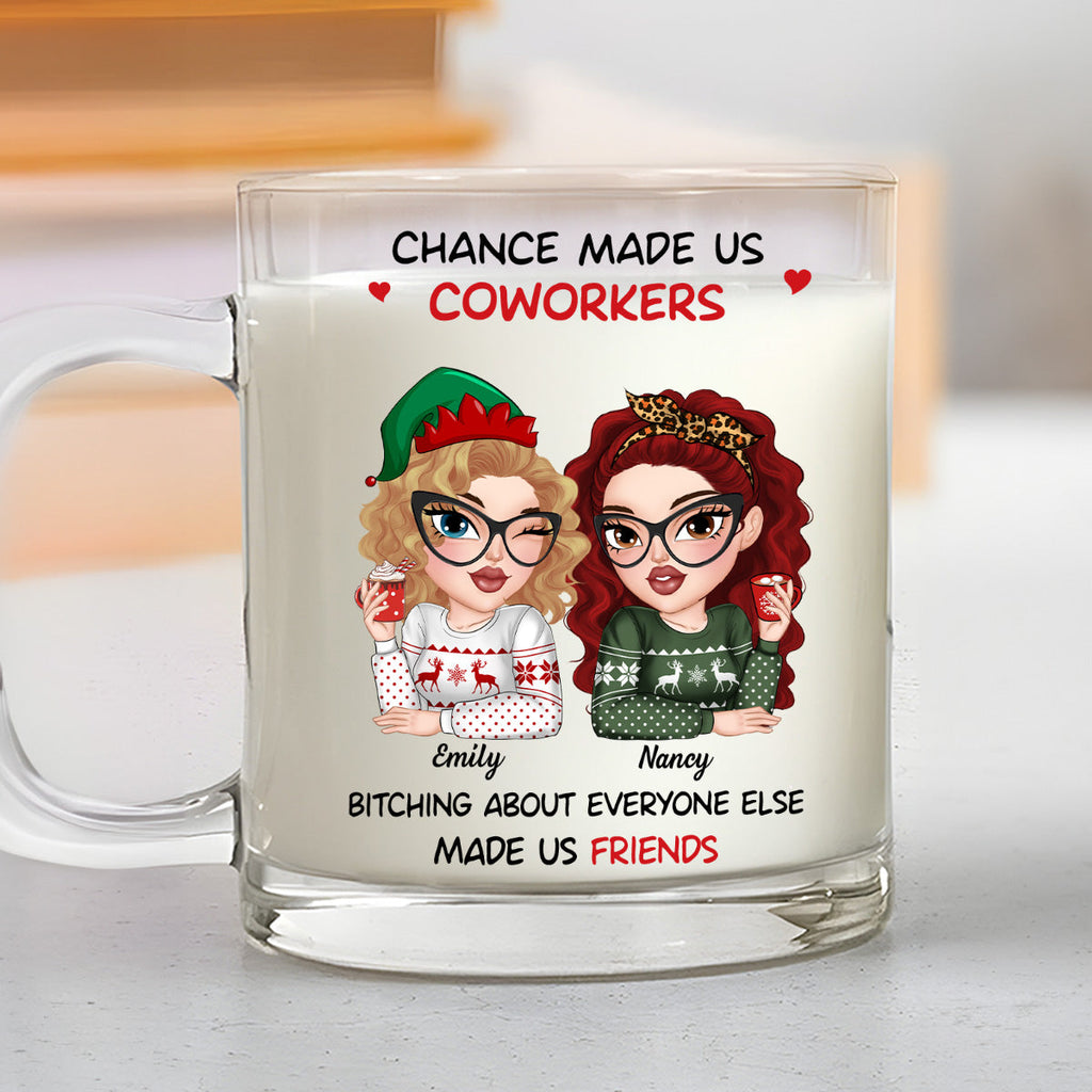 Custom Coworker, Christmas & Birthday Team Appreciation Gift • Chance Made Us Colleagues - Personalized Glass Mug