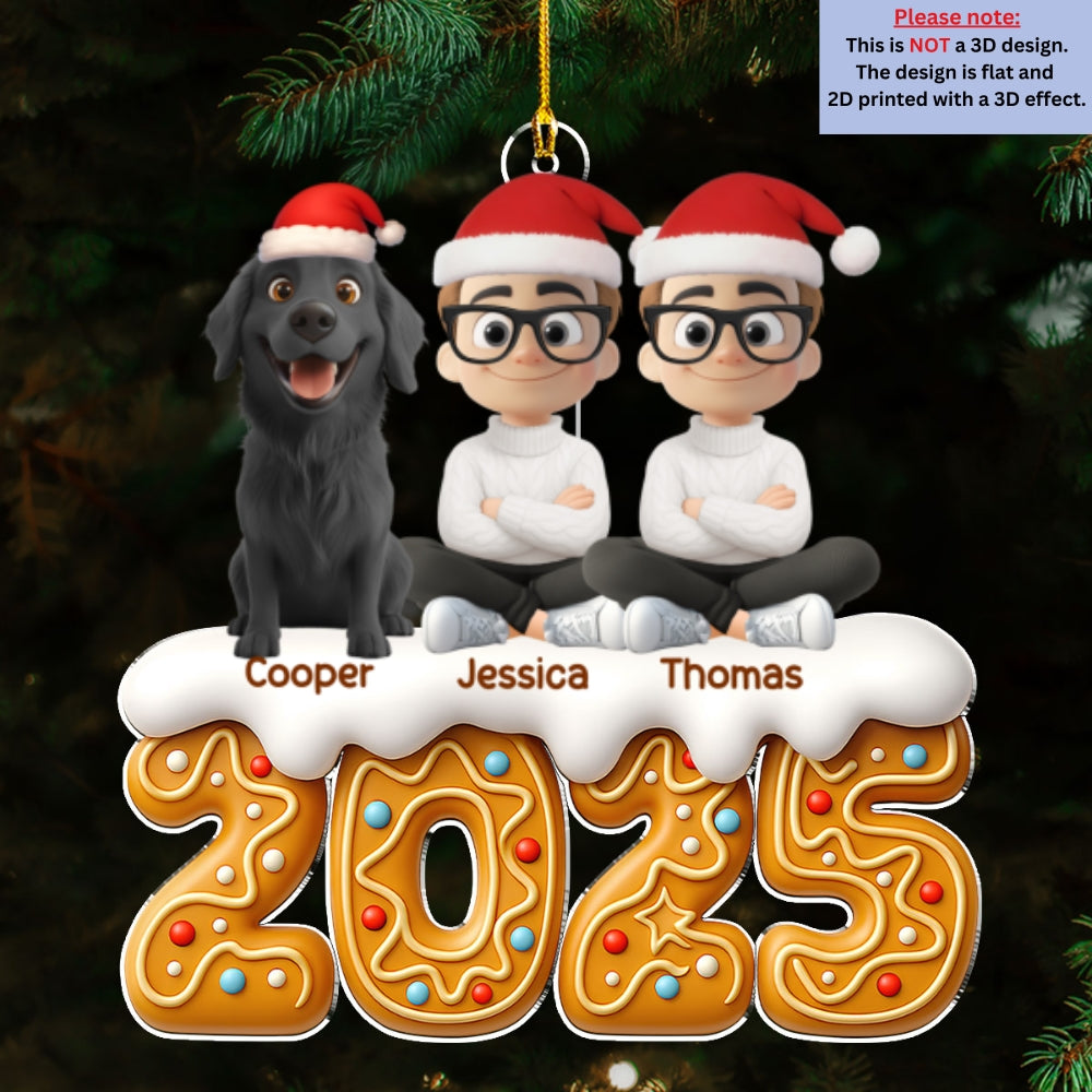Custom Couple Christmas Ornament, Anniversary Gift •  Couple And Dog Of The Year Version 2 - Personalized Acrylic Ornament