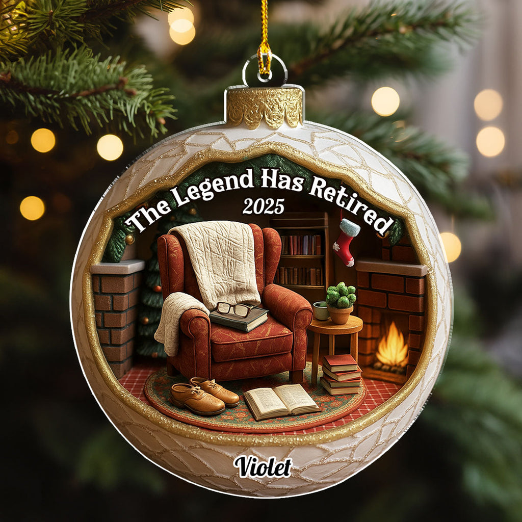 Custom Friendship Christmas Ornament, Best Friend Gift •  The Legend Has Retired - Personalized 3D Effect Acrylic Ornament
