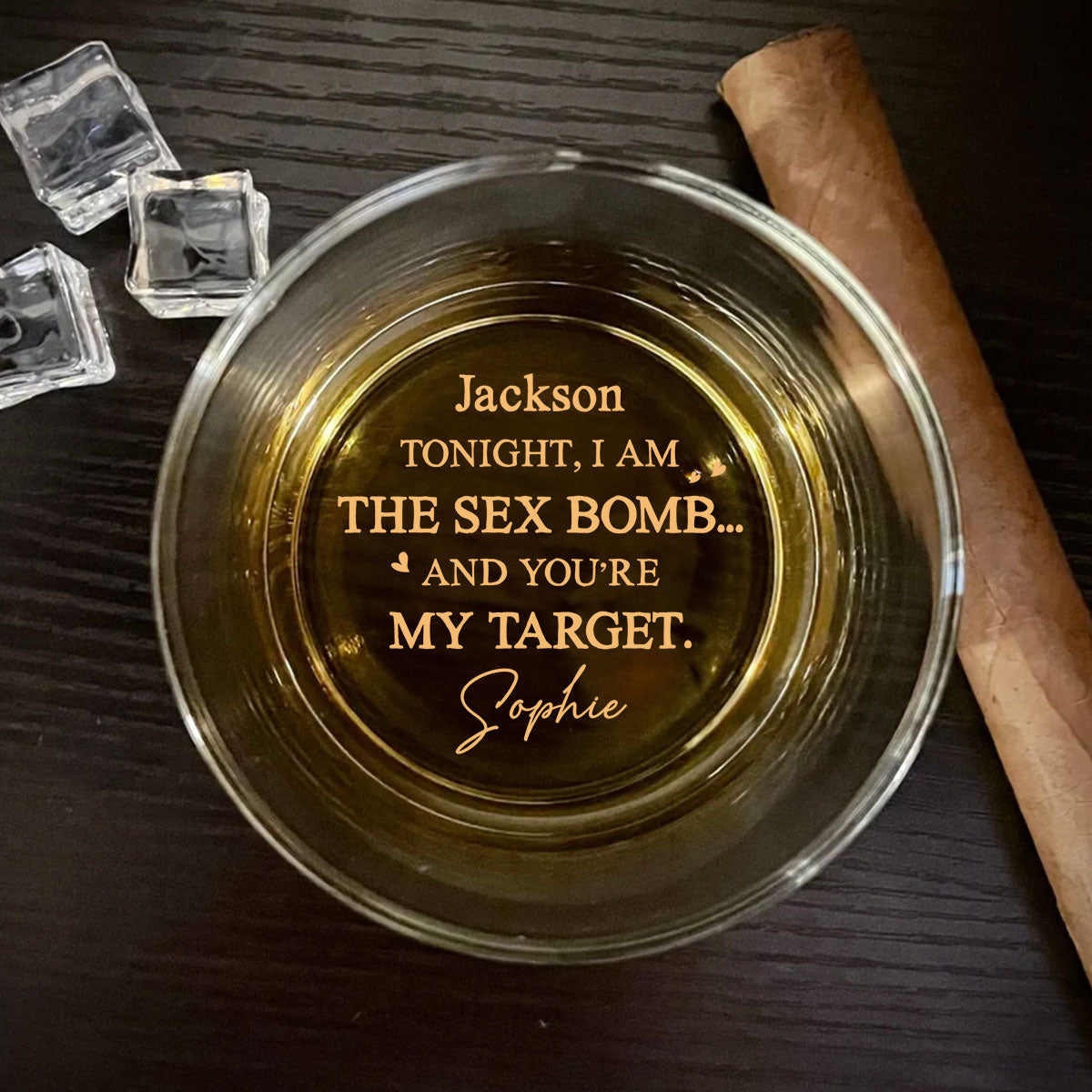 Custom Christmas Anniversary Birthday Drinkware Gifts for Husband • Tonight I Am Your Sexy Threat - Personalized Engraved Whiskey Glass