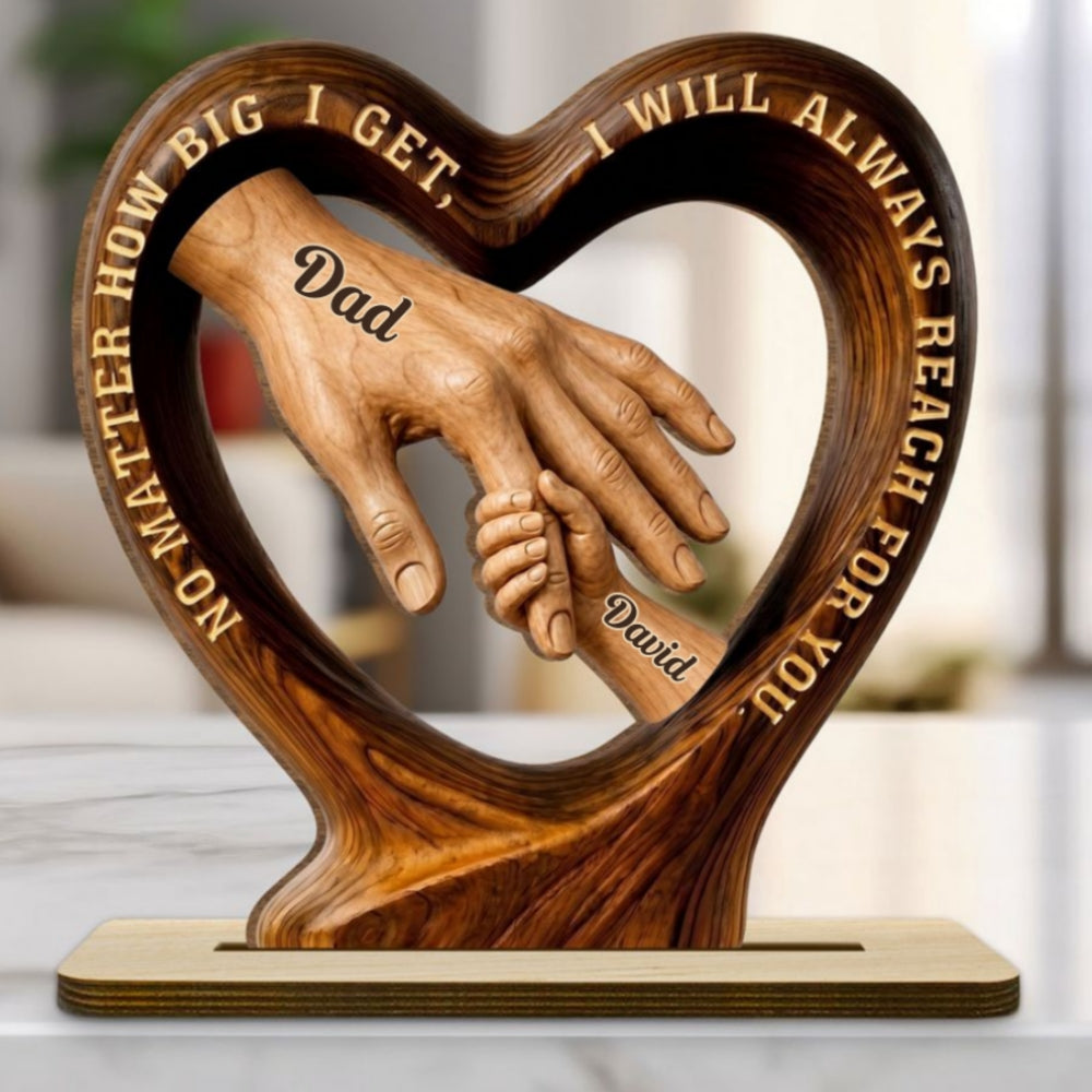 Custom Father's Day Decor, Gift for Dad & Grandpa • Always Looking Upward Dad - Personalized 2-Layer Wood Plaque With Flat Base