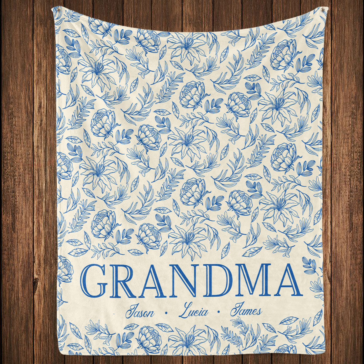 Vintage Grandma Flower - Personalized Fleece Blanket
