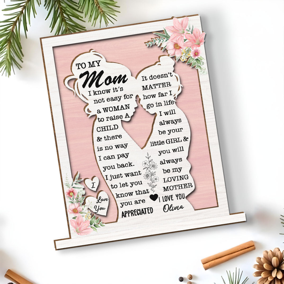 Custom Mother's Day Decor, Gift for Mom & Grandma • To My Mommy - Personalized 2-Layer Wood Plaque With Flat Base