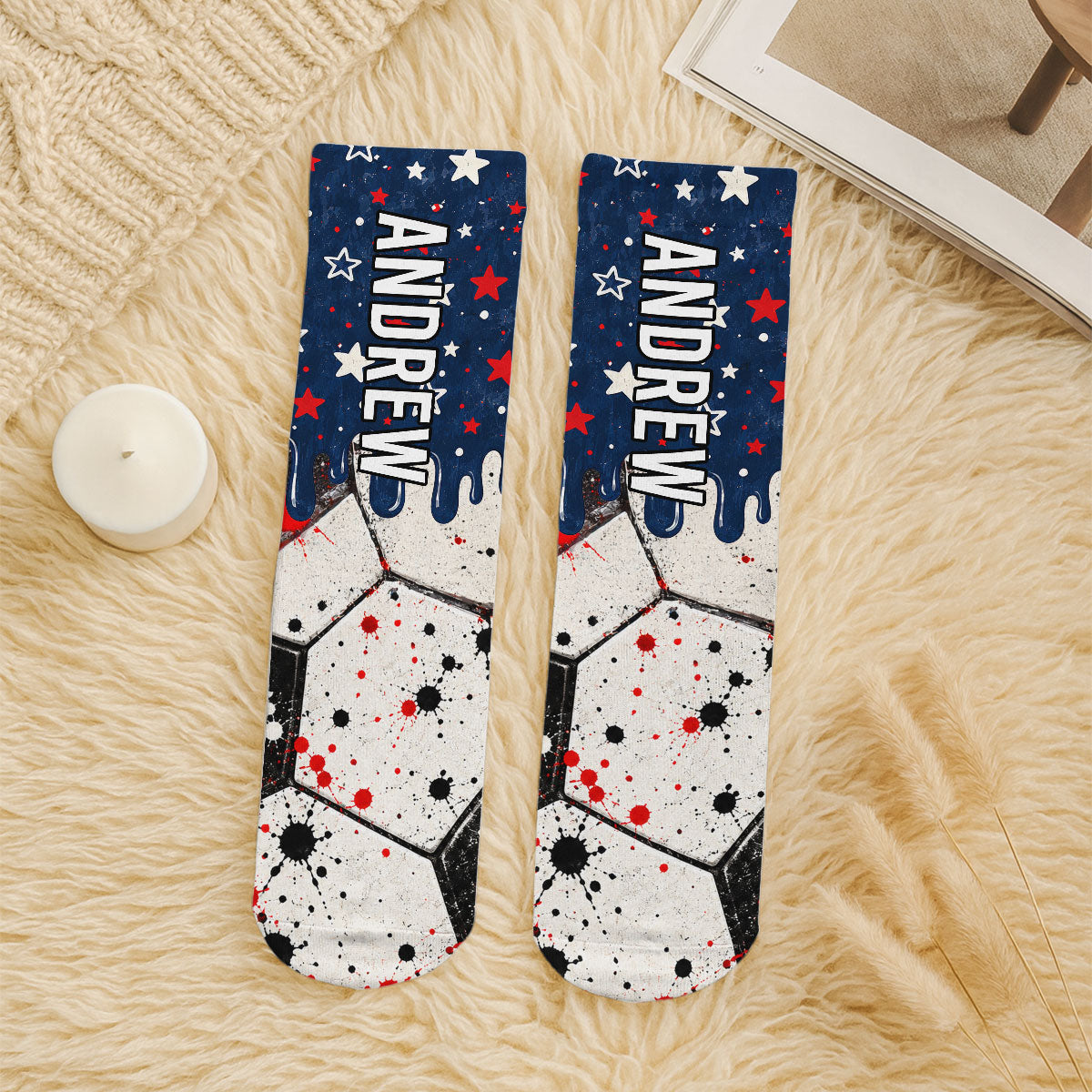 Custom Name Football Fan Footwear, Game Day Christmas Gift • Life Is Better With Sports - Personalized Crew Socks