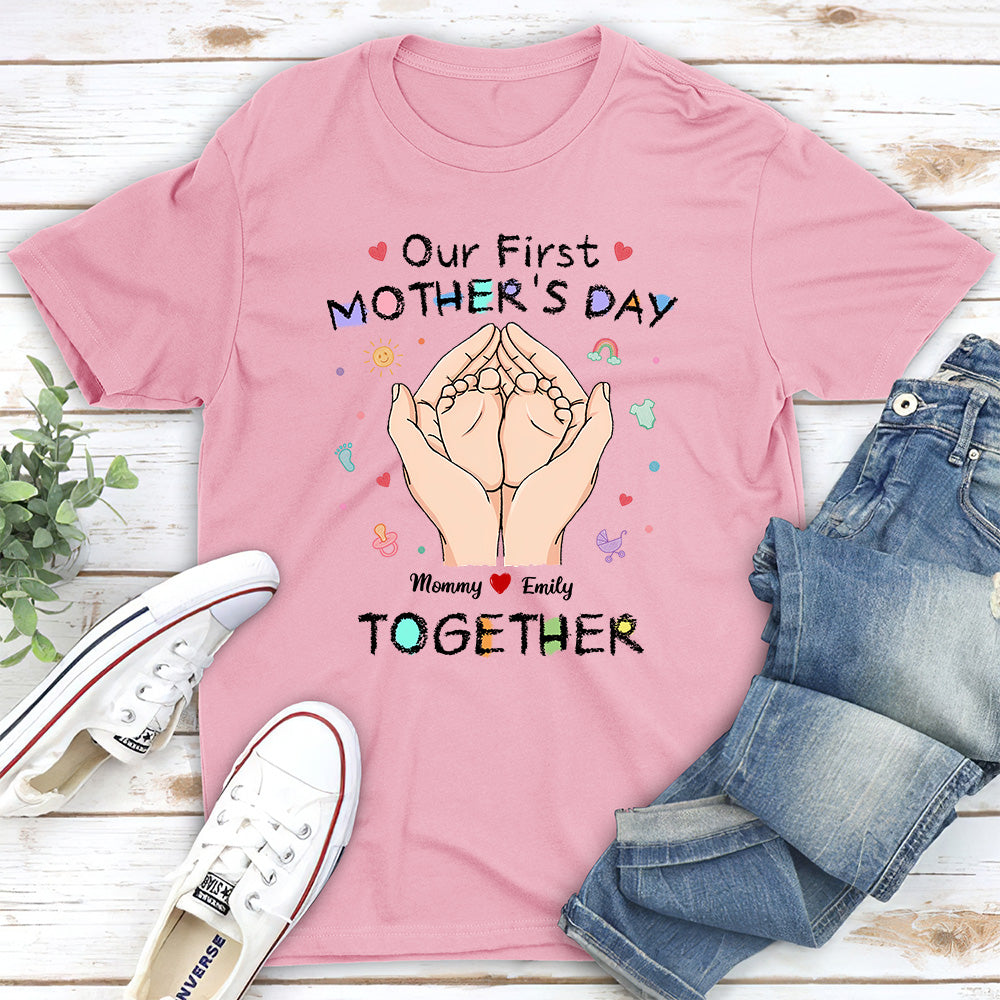 Custom First Mother's Day, Christmas Gift for New Mom • Our 1st Mothers Day - Personalized T-shirt And Onesie