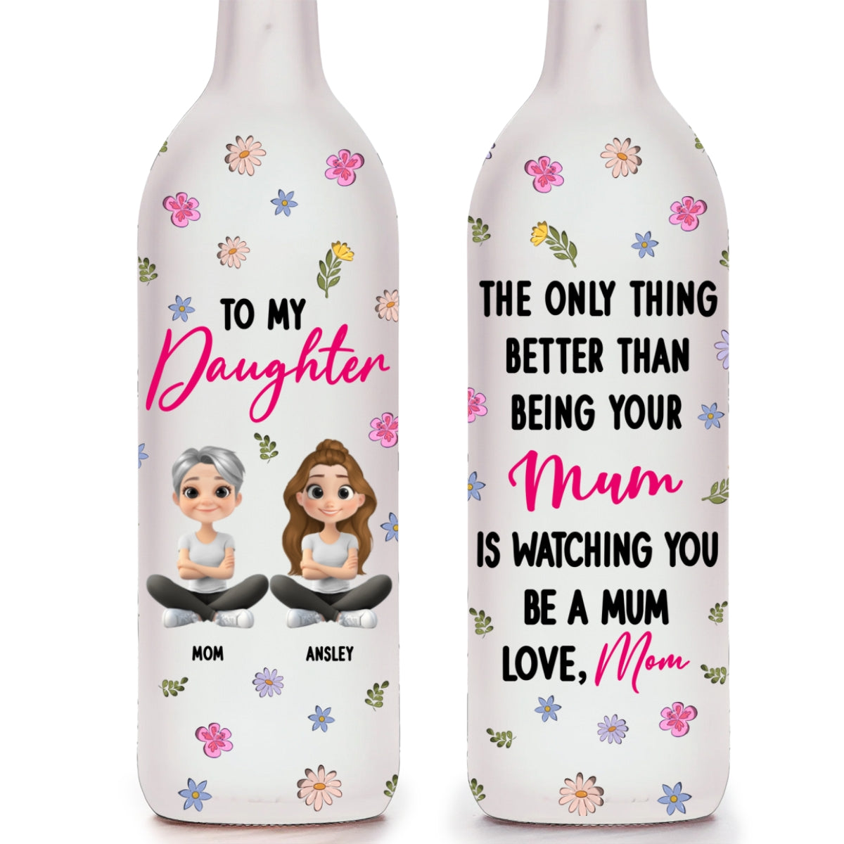 Mom And Daughter Together - Personalized Bottle Lamp
