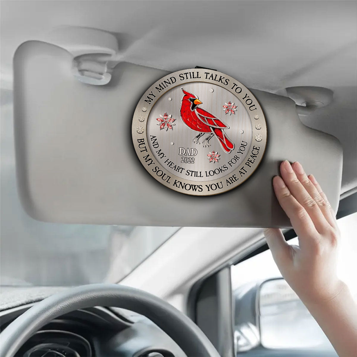 Cardinal Hummingbird My Mind My Heart My Soul - Personalized Car Visor Clip