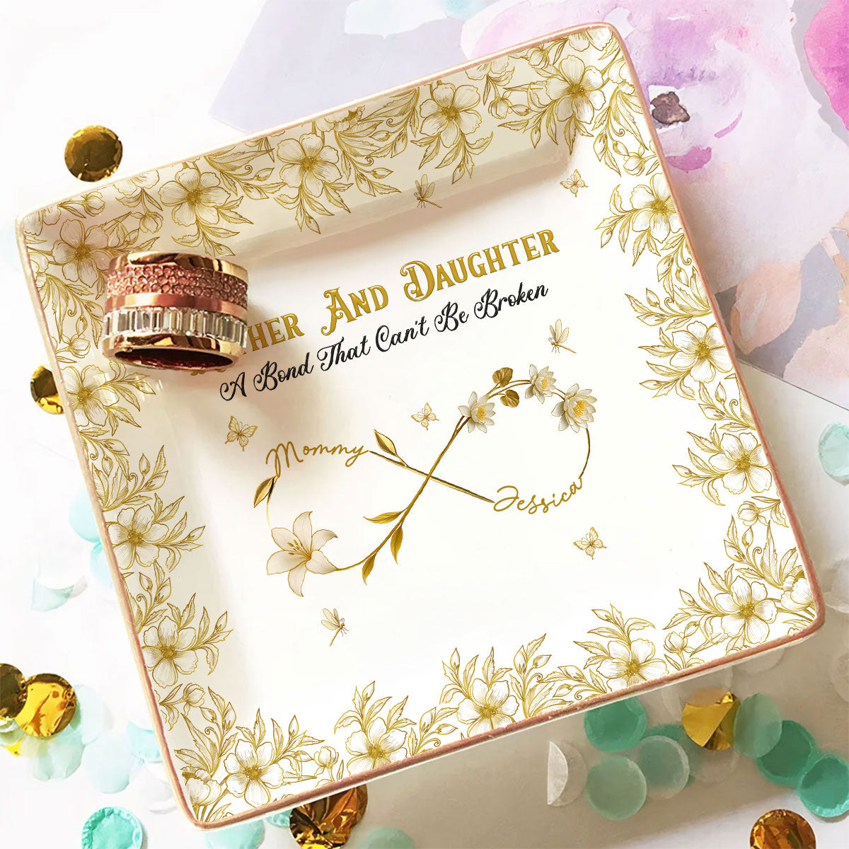 Custom Daughter Trinket Dish, Meaningful Birthday Gift For Her • Cannot Be Broken - Personalized Jewelry Dish