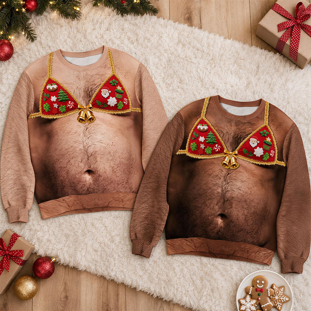 Custom Funny Ugly Sweatshirt, Couple Christmas Gift • Funny Holiday - Personalized All-Over-Print Sweatshirt