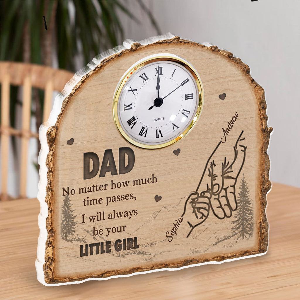 Custom Father's Day Decor, Gift for Dad & Grandpa • No Matter How Much Time Passes - Personalized Acrylic Desk Clock Plaque