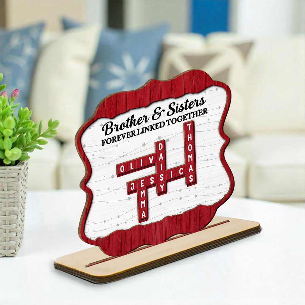 Custom Family Decor, Christmas Birthday Family Keepsake • Forever Linked Together - Personalized 2-Layer Wood Plaque With Flat Base