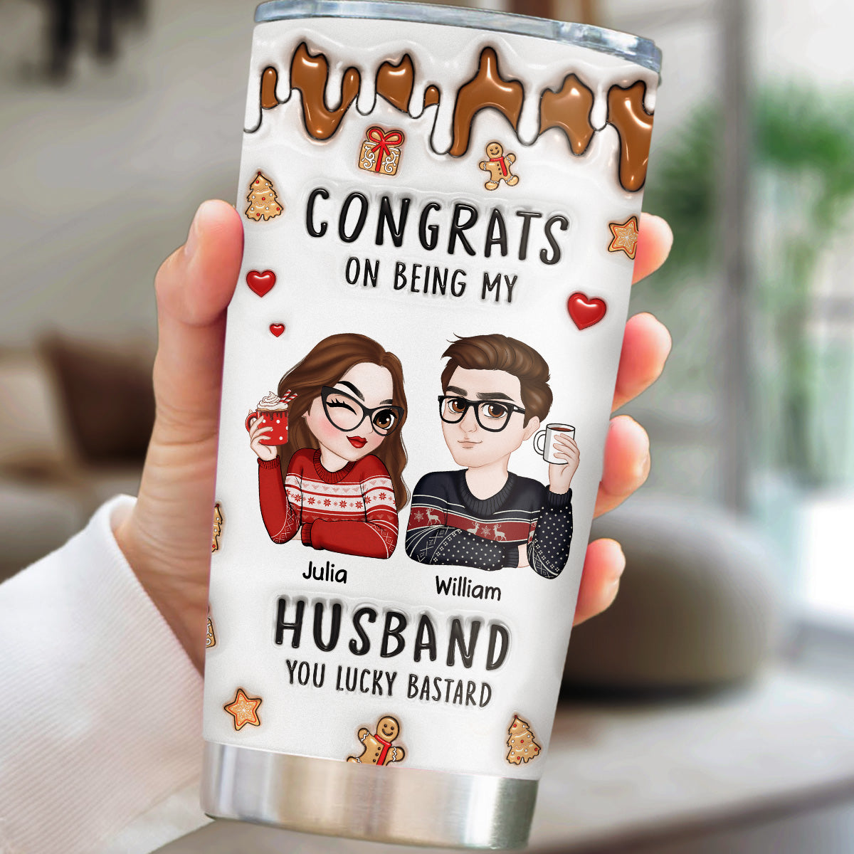 Congrats On Being My Husband Merry Christmas - Personalized 3D Inflated Effect Tumbler