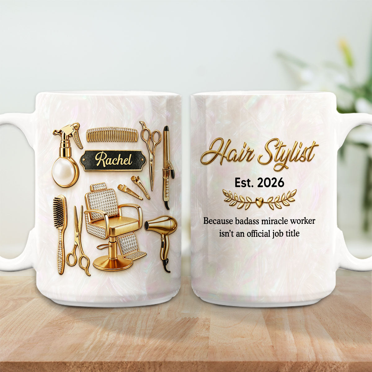 Custom Christmas & Birthday Keepsake Gift • Hair Stylist Miracle Worker - Personalized 3D Inflated Effect Mug