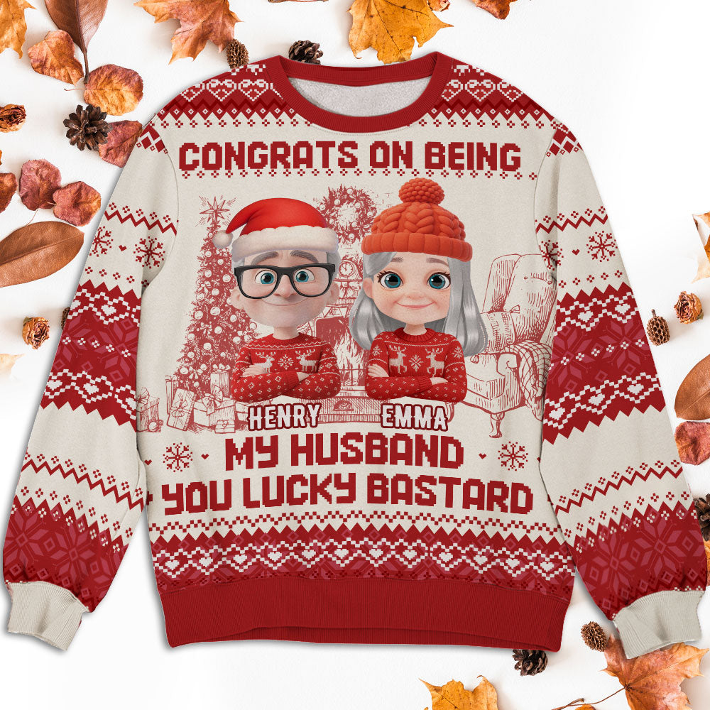 Custom Couple Christmas Sweatshirt, Anniversary Gift • Being My Husband - Personalized All-Over-Print Sweatshirt
