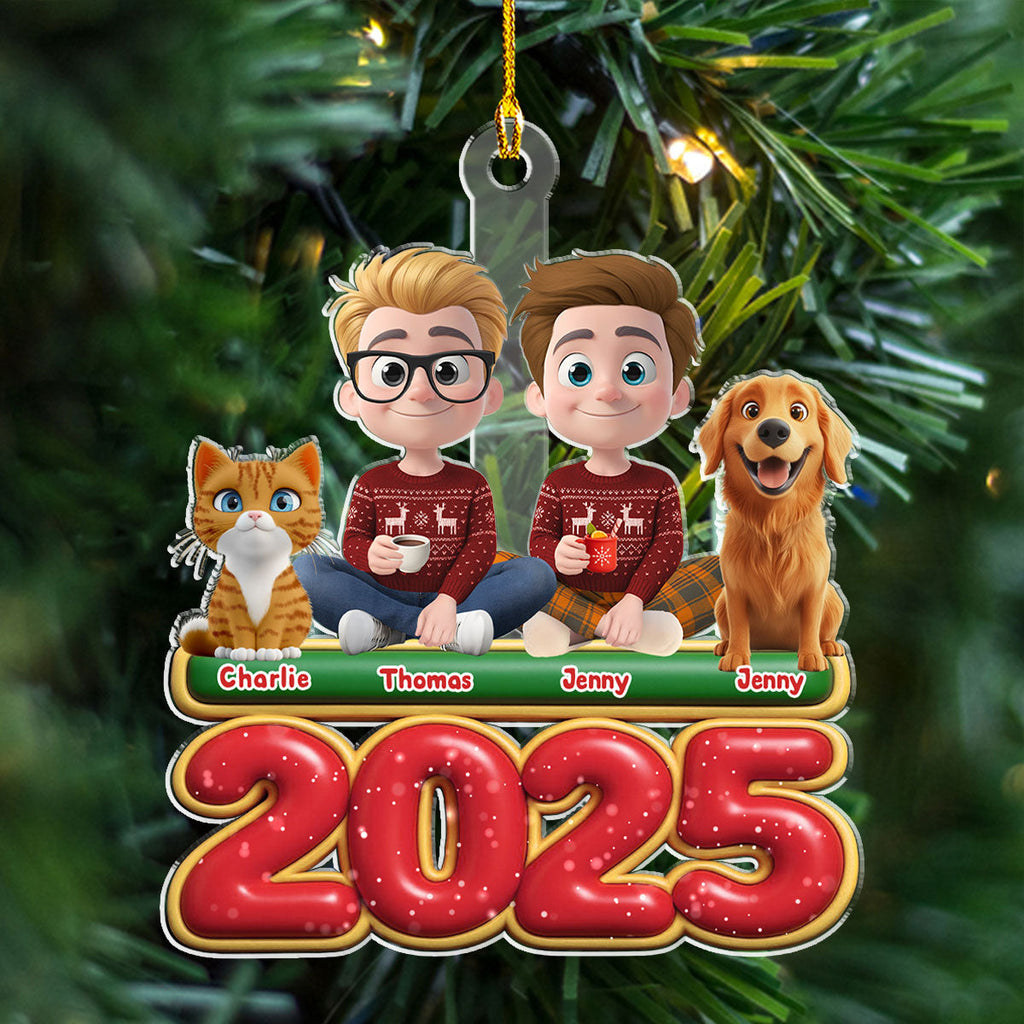 Custom Couple Christmas Ornament, Anniversary Gift •  We And Our Pet Version 2 - Personalized Acrylic Ornament